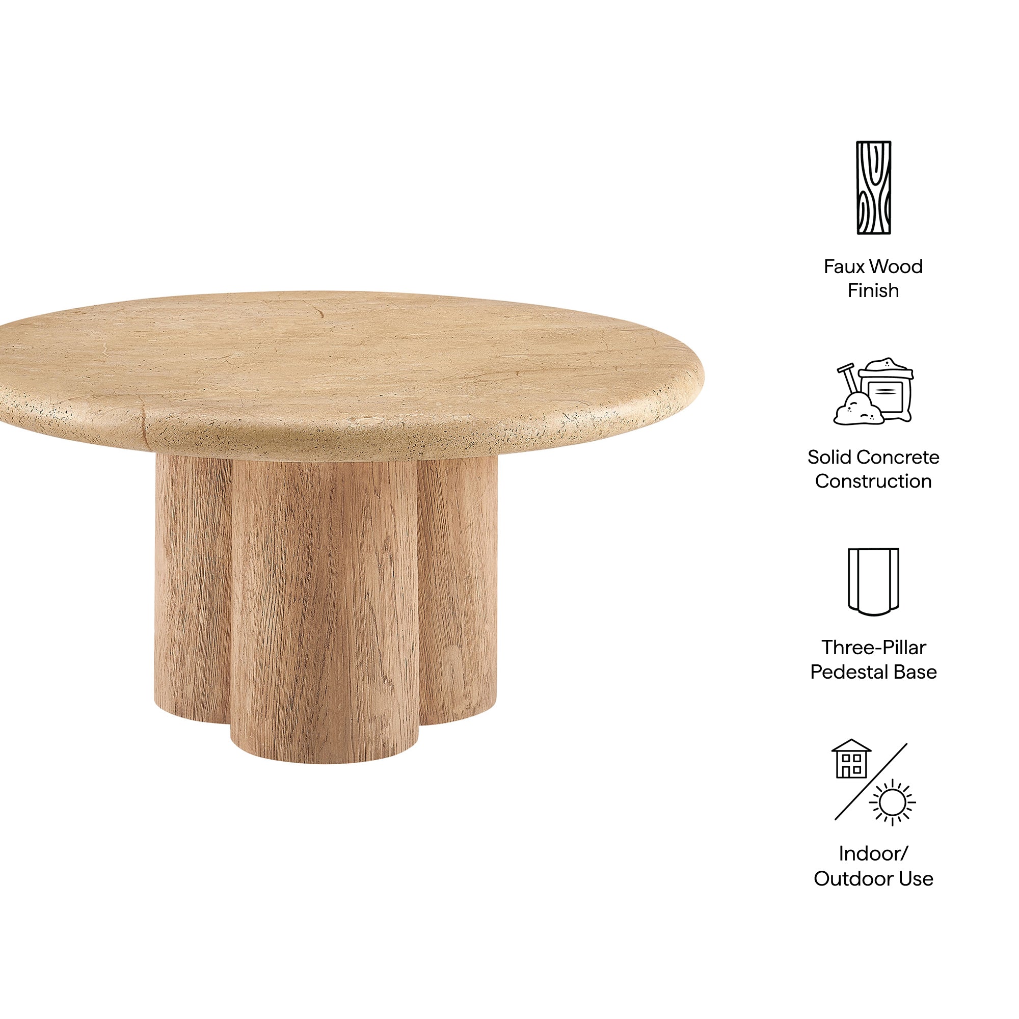 Tori 31 Inch Round Indoor and Outdoor Patio Coffee Table