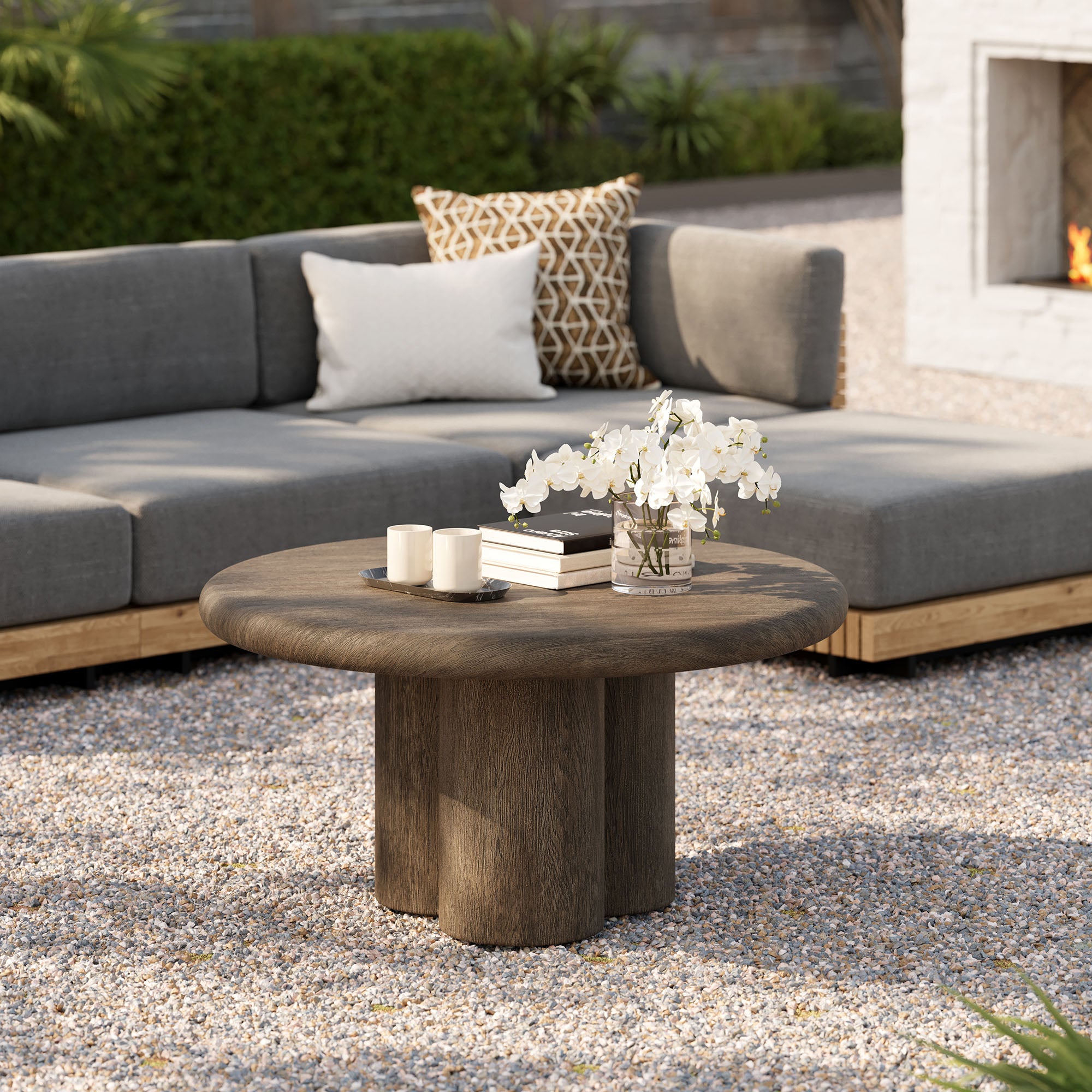 Tori 31 Inch Round Indoor and Outdoor Patio Coffee Table