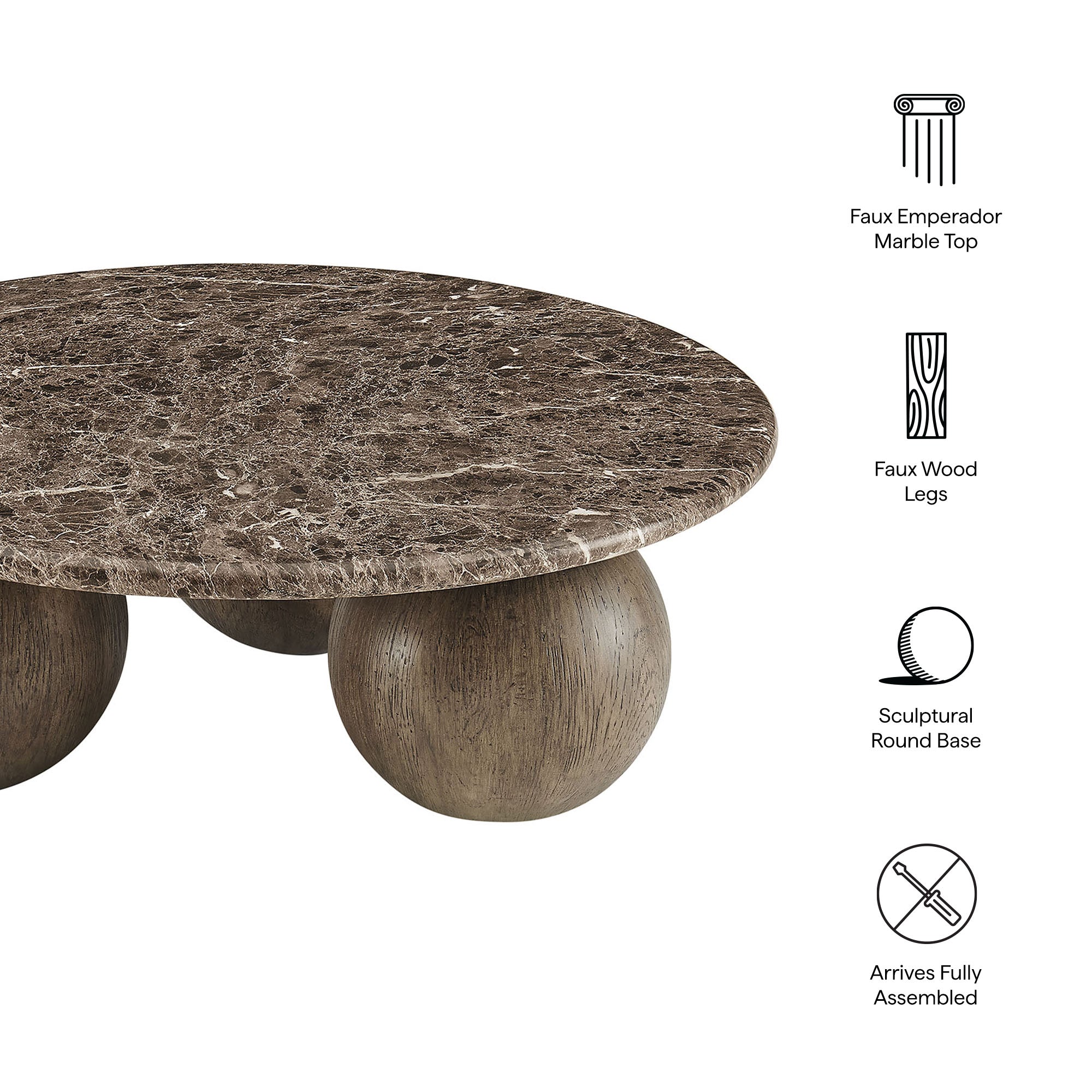 Pietra Indoor Outdoor Patio Round Coffee Table