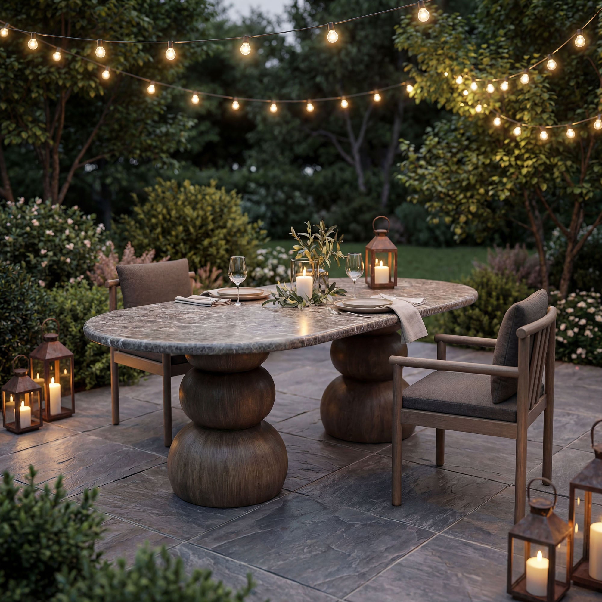 Pietra Indoor Outdoor Patio Oval Dining Table