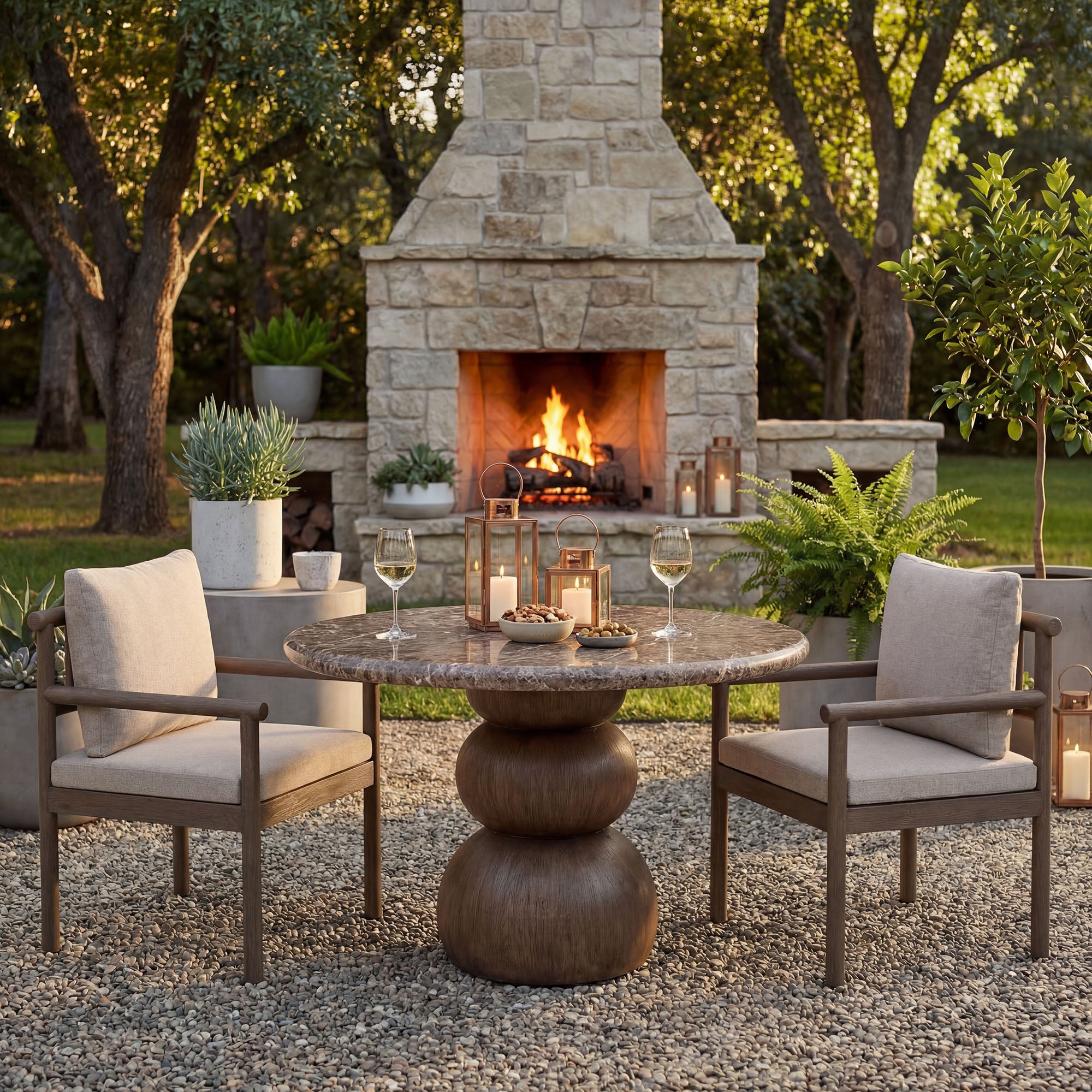 Pietra Indoor Outdoor Patio Round Dining Table