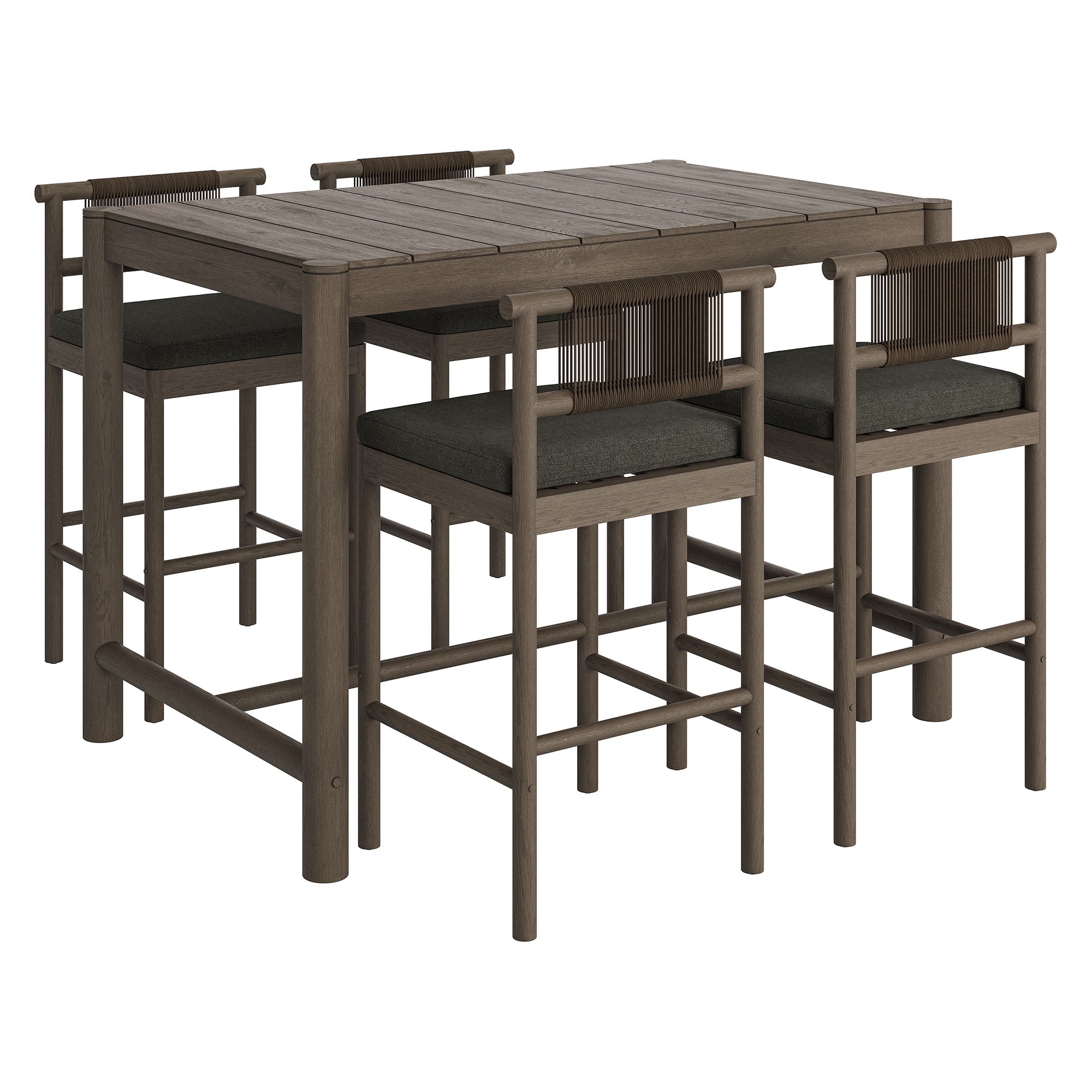 Eleni 5-Piece Outdoor Patio Teak Wood Bar Set