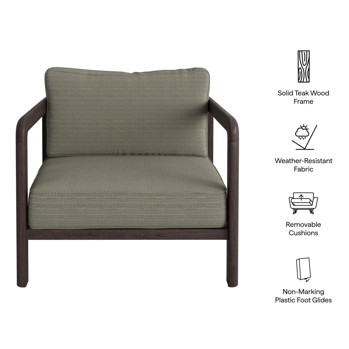 Kona Outdoor Patio Teak Wood Armchair