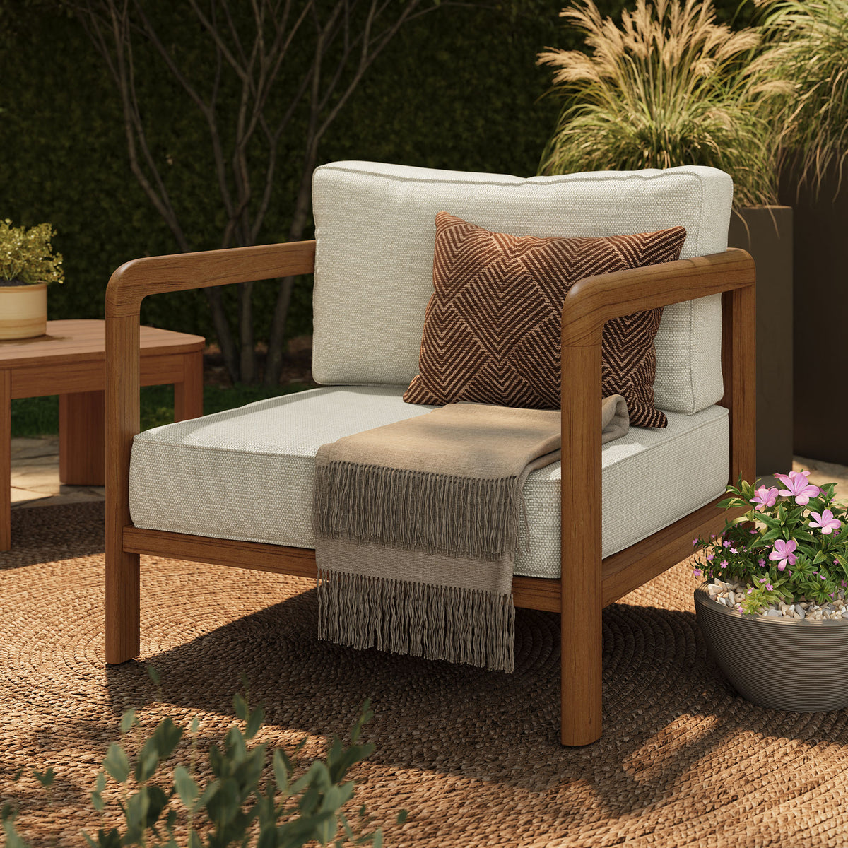 Kona Outdoor Patio Teak Wood Armchair