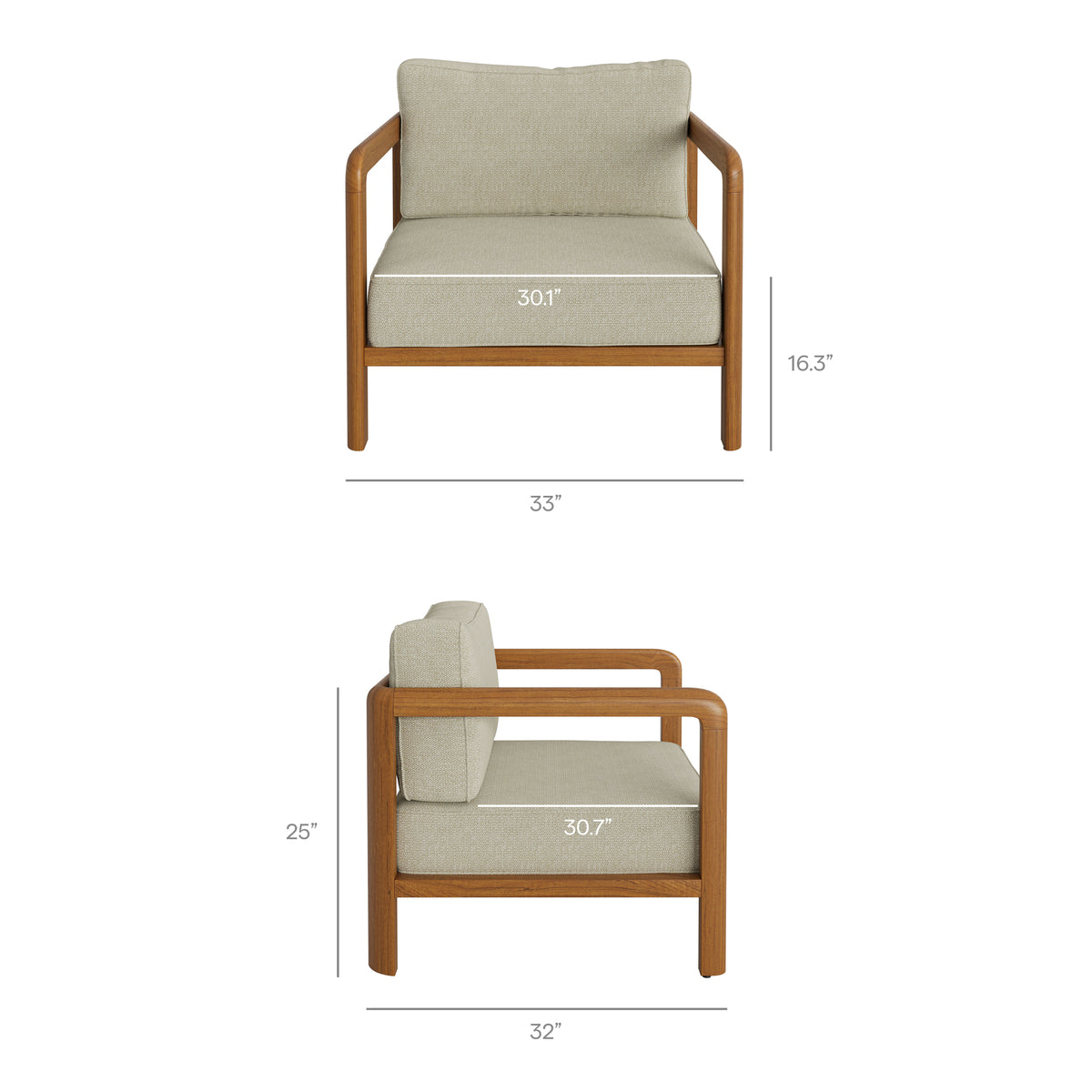 Kona Outdoor Patio Teak Wood Armchair