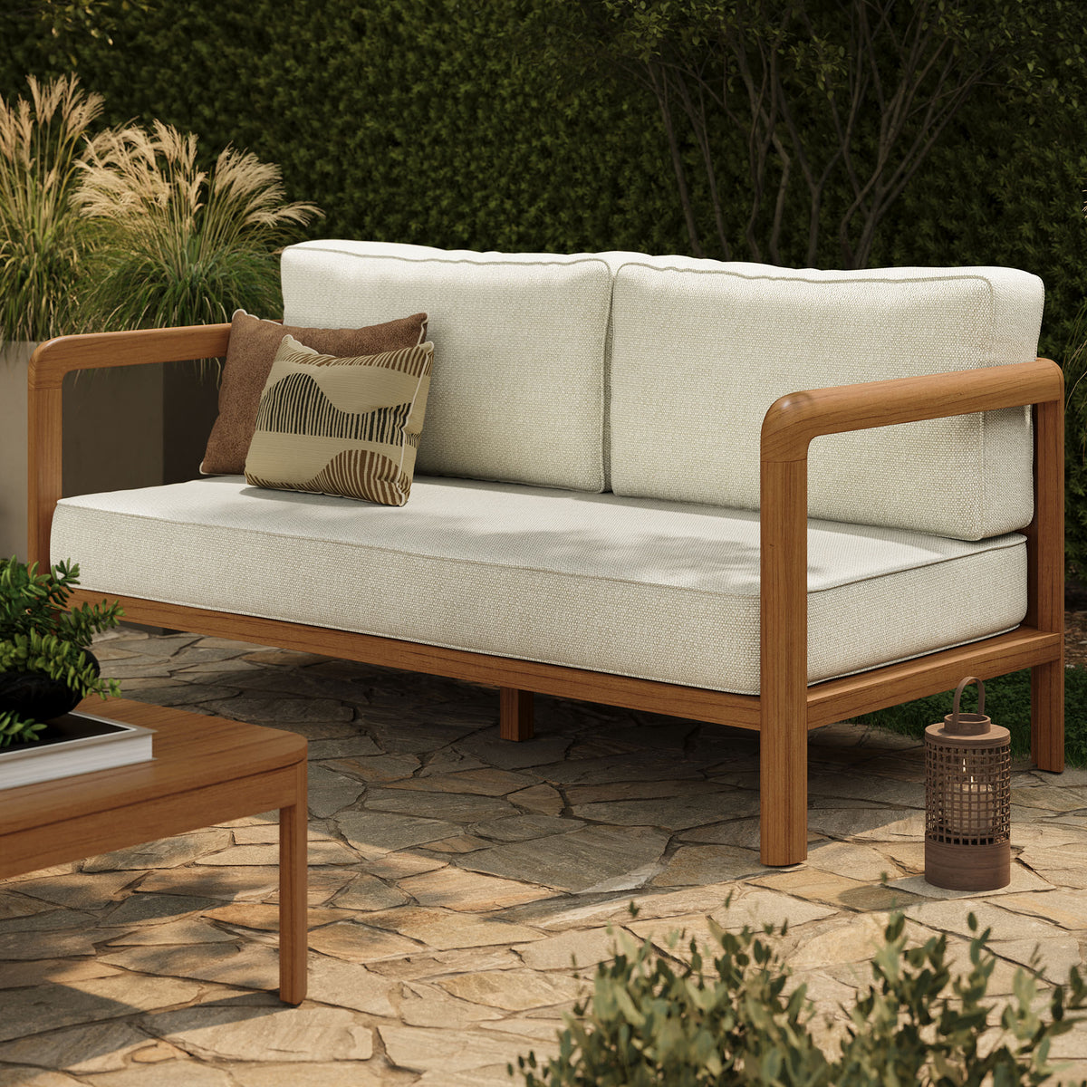 Kona Outdoor Patio Teak Wood Loveseat