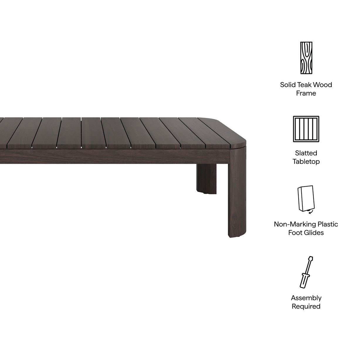 Kona 47 Inch Outdoor Patio Teak Wood Coffee Table