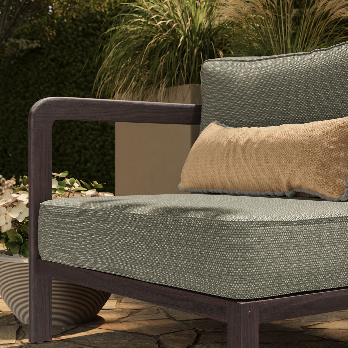 Kona Outdoor Patio Teak Wood Left-Arm Facing Modular Armchair