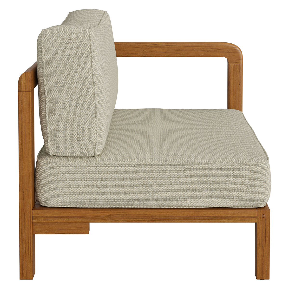 Kona Outdoor Patio Teak Wood Right-Arm Facing Modular Armchair