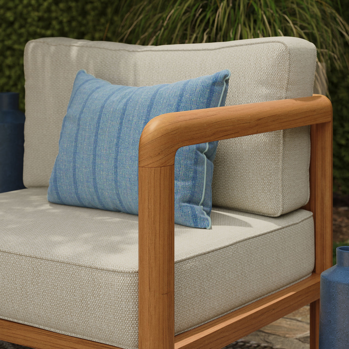 Kona Outdoor Patio Teak Wood Right-Arm Facing Modular Armchair