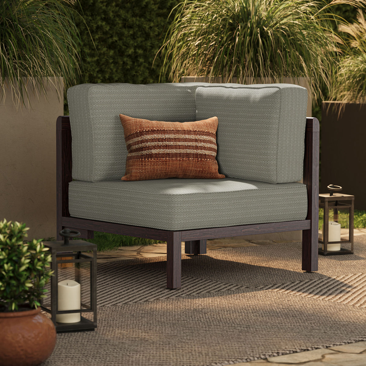 Kona Outdoor Patio Teak Wood Corner Modular Chair
