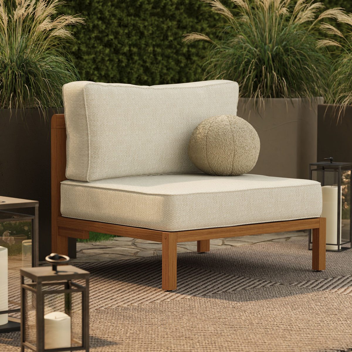 Kona Outdoor Patio Teak Wood Armless Modular Chair