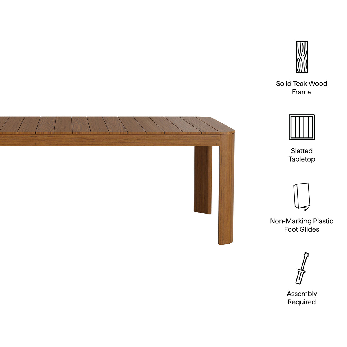 Kona 87 Inch Outdoor Patio Teak Wood Dining Table