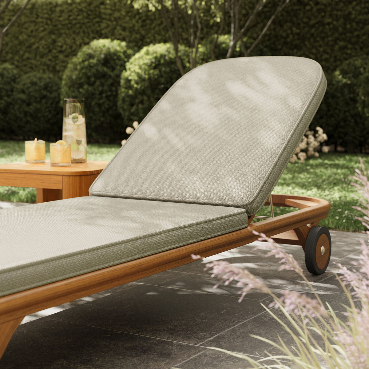 Kona Outdoor Patio Teak Wood Chaise Lounge Chair