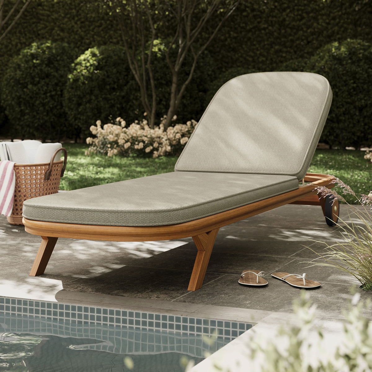 Kona Outdoor Patio Teak Wood Chaise Lounge Chair