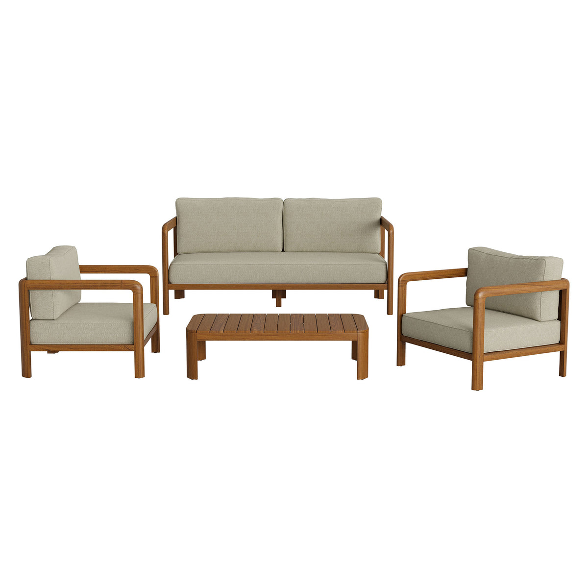 Kona 4-Piece Outdoor Patio Teak Wood Furniture Set