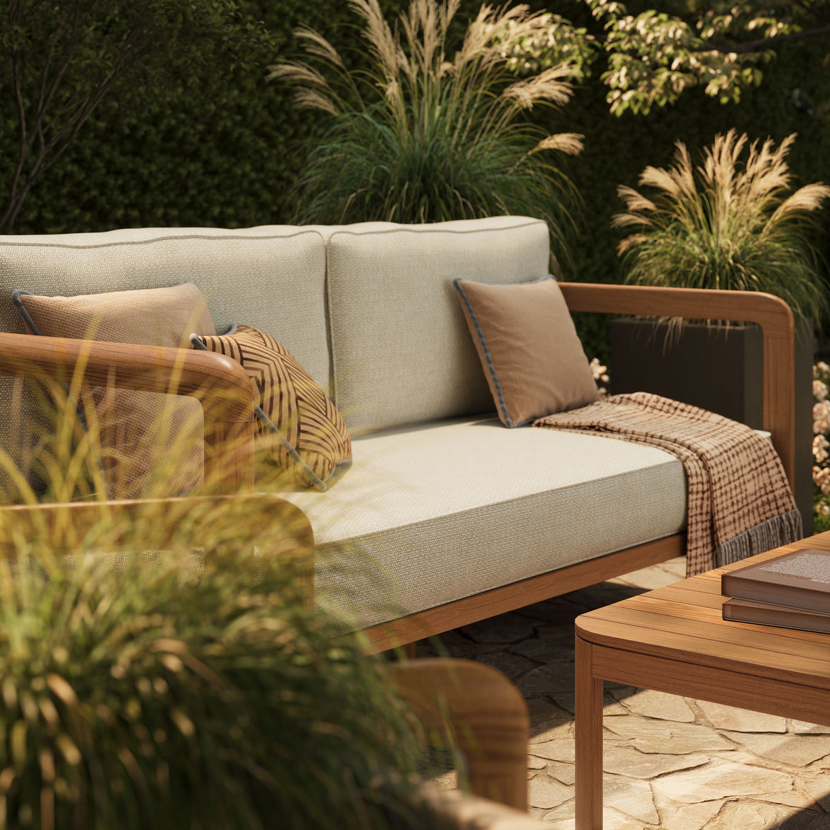 Kona 4-Piece Outdoor Patio Teak Wood Furniture Set