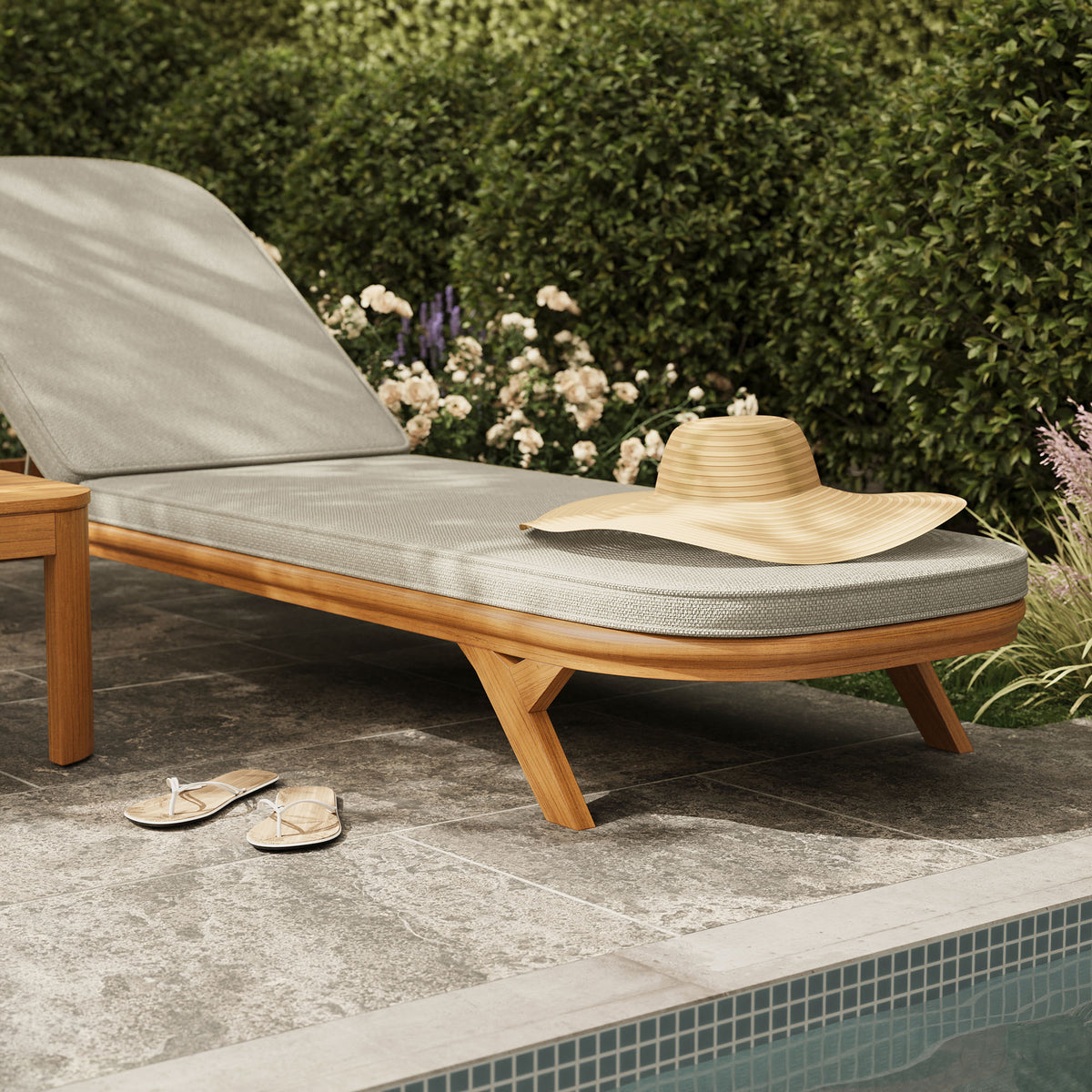 Kona 3-Piece Outdoor Patio Teak Wood Chaise Lounge Set