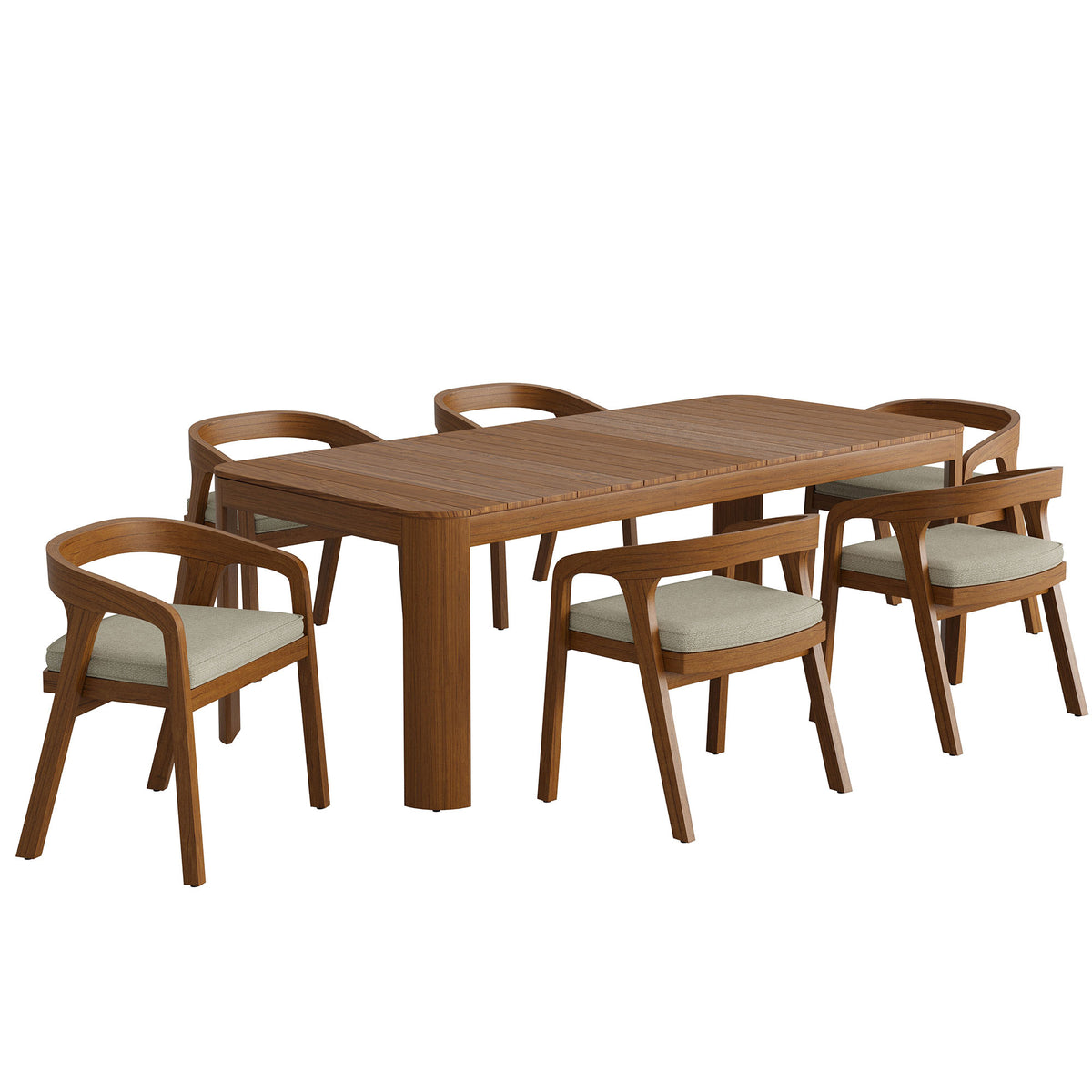 Kona 7-Piece Outdoor Patio Teak Wood Dining Set
