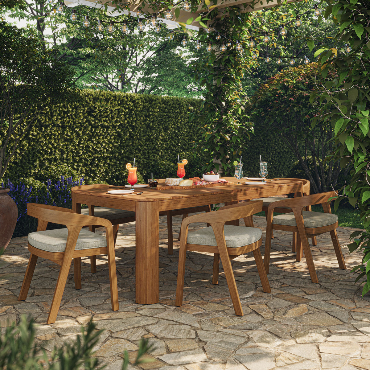 Kona 7-Piece Outdoor Patio Teak Wood Dining Set