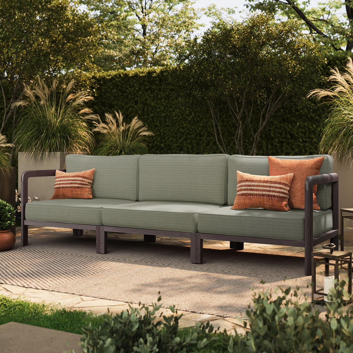Kona 3-Piece Outdoor Patio Teak Wood Modular Sofa Set
