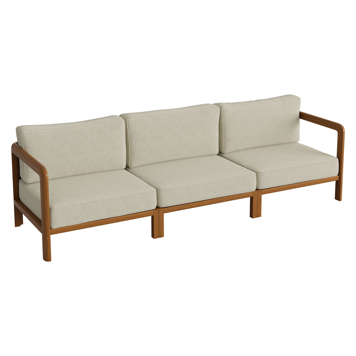 Kona 3-Piece Outdoor Patio Teak Wood Modular Sofa Set