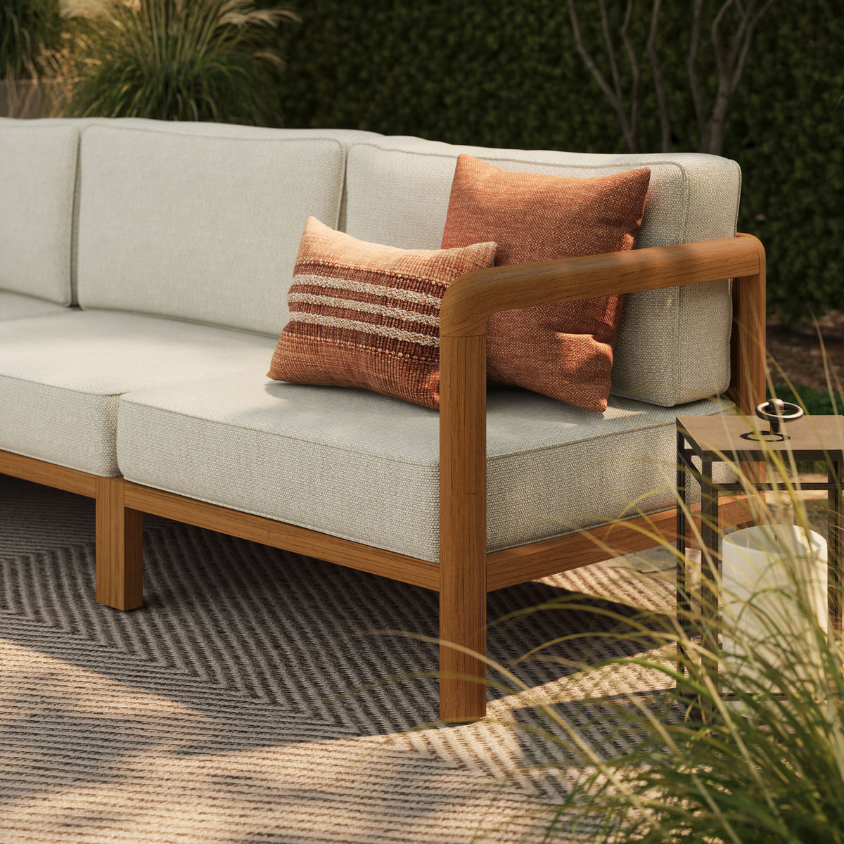 Kona 3-Piece Outdoor Patio Teak Wood Modular Sofa Set