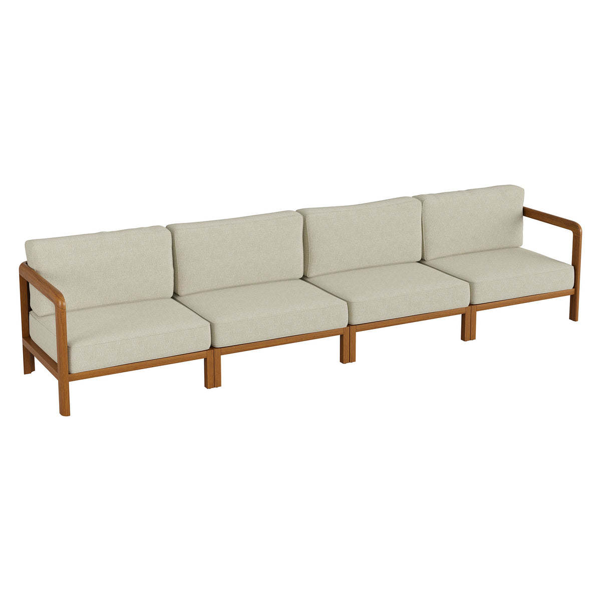 Kona 4-Piece Outdoor Patio Teak Wood Modular Sofa Set