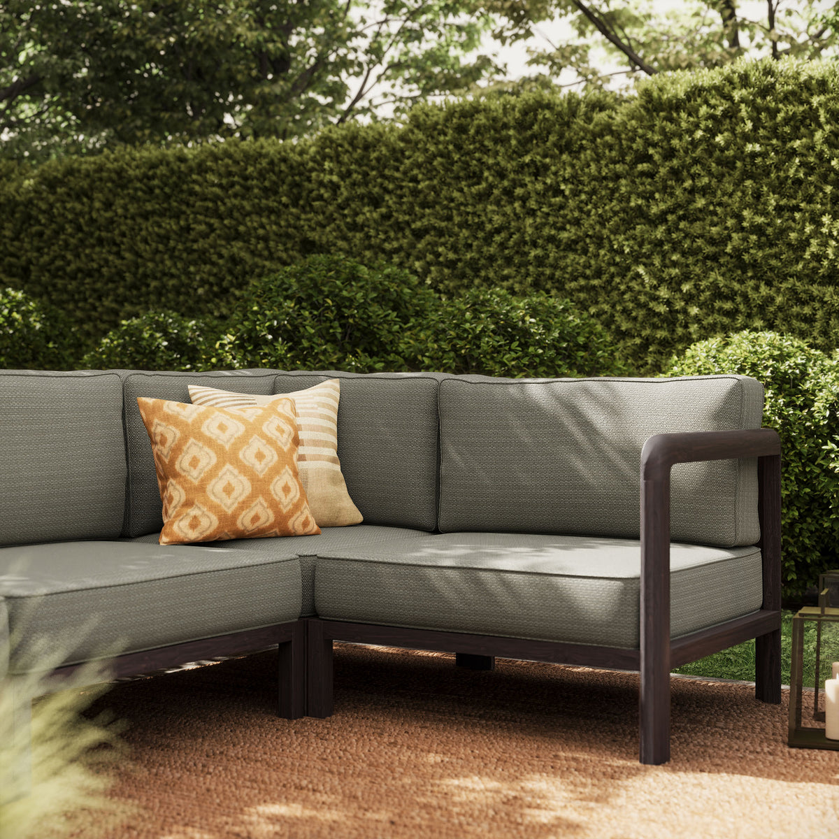 Kona L-Shaped Outdoor Patio Teak Wood Modular Sofa