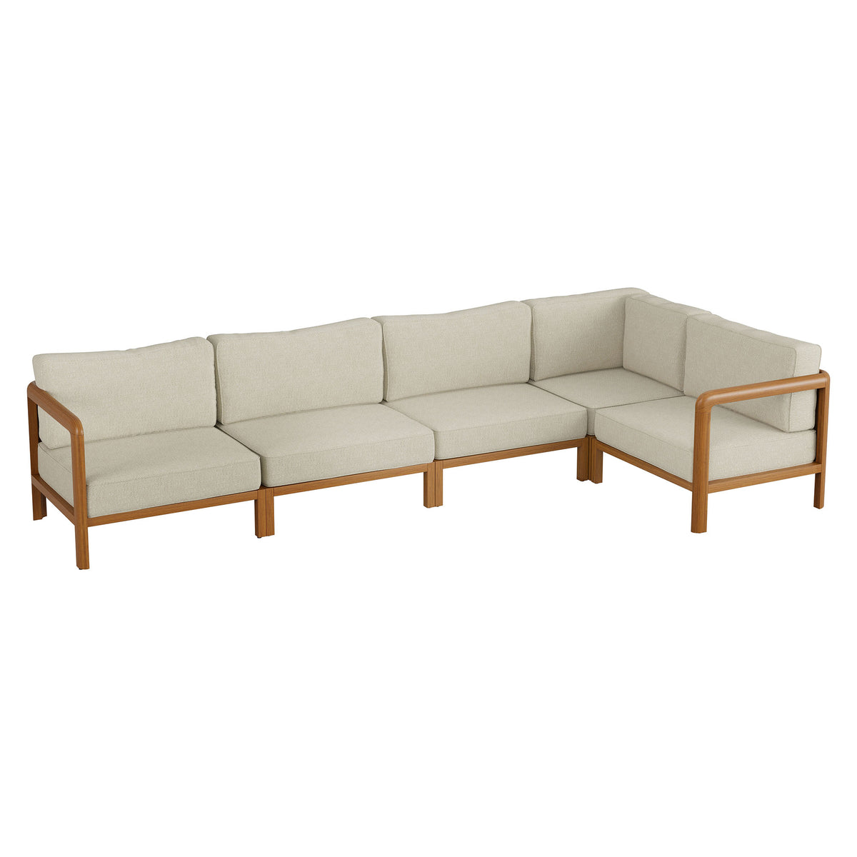 Kona L-Shaped Outdoor Patio Teak Wood Modular Sofa