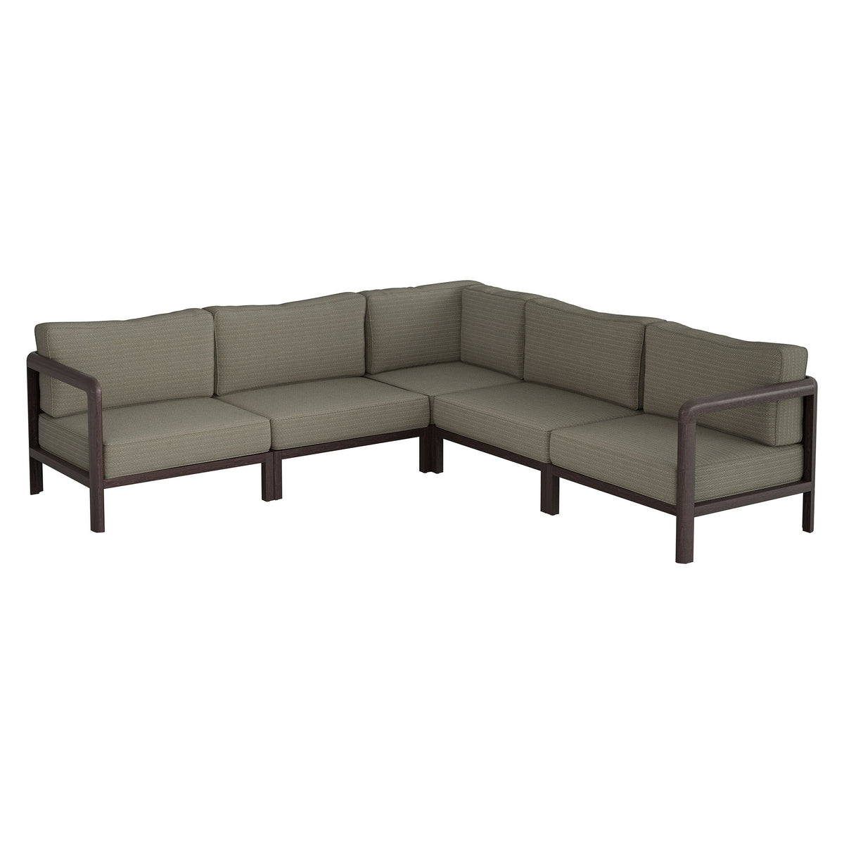 Kona 5-Piece Outdoor Patio Teak Wood Corner Modular Sofa