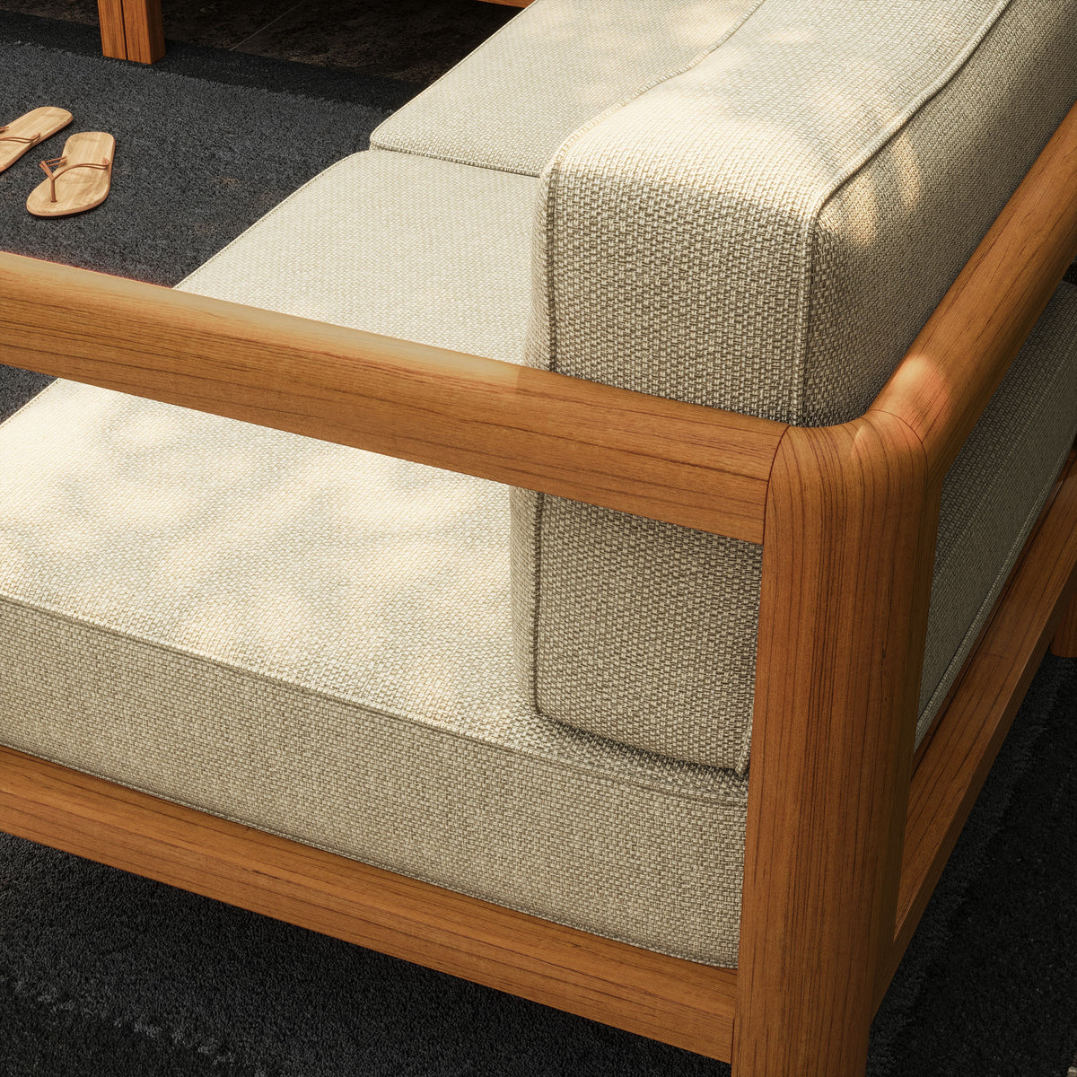 Kona 5-Piece Outdoor Patio Teak Wood Corner Modular Sofa