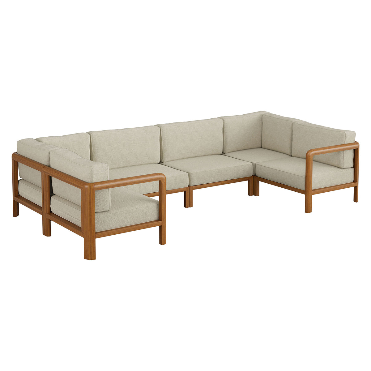 Kona 6-Piece Outdoor Patio Teak Wood Modular Sofa