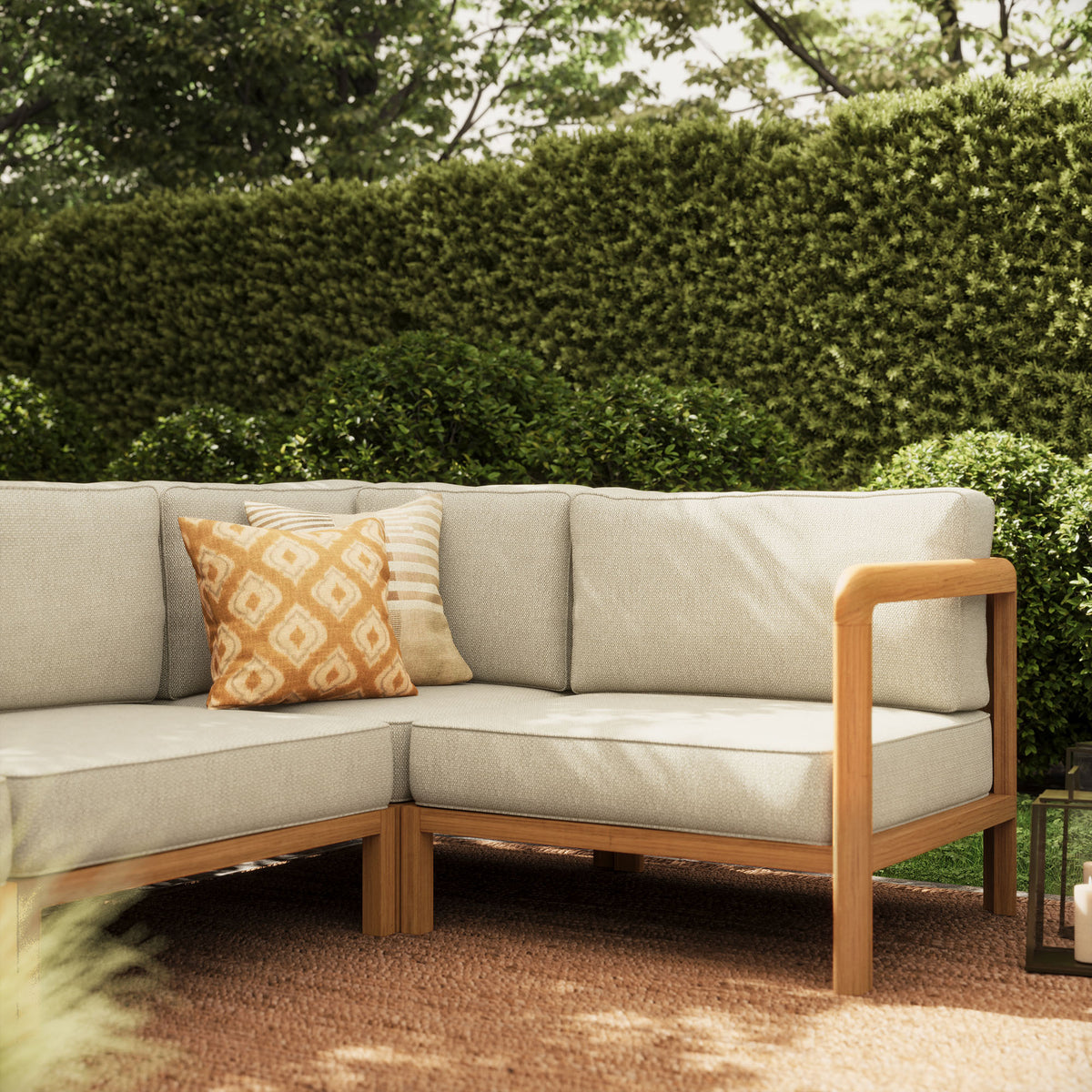 Kona 6-Piece Outdoor Patio Teak Wood Modular Sofa