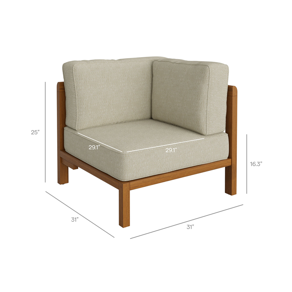 Kona 6-Piece Outdoor Patio Teak Wood Modular Sofa