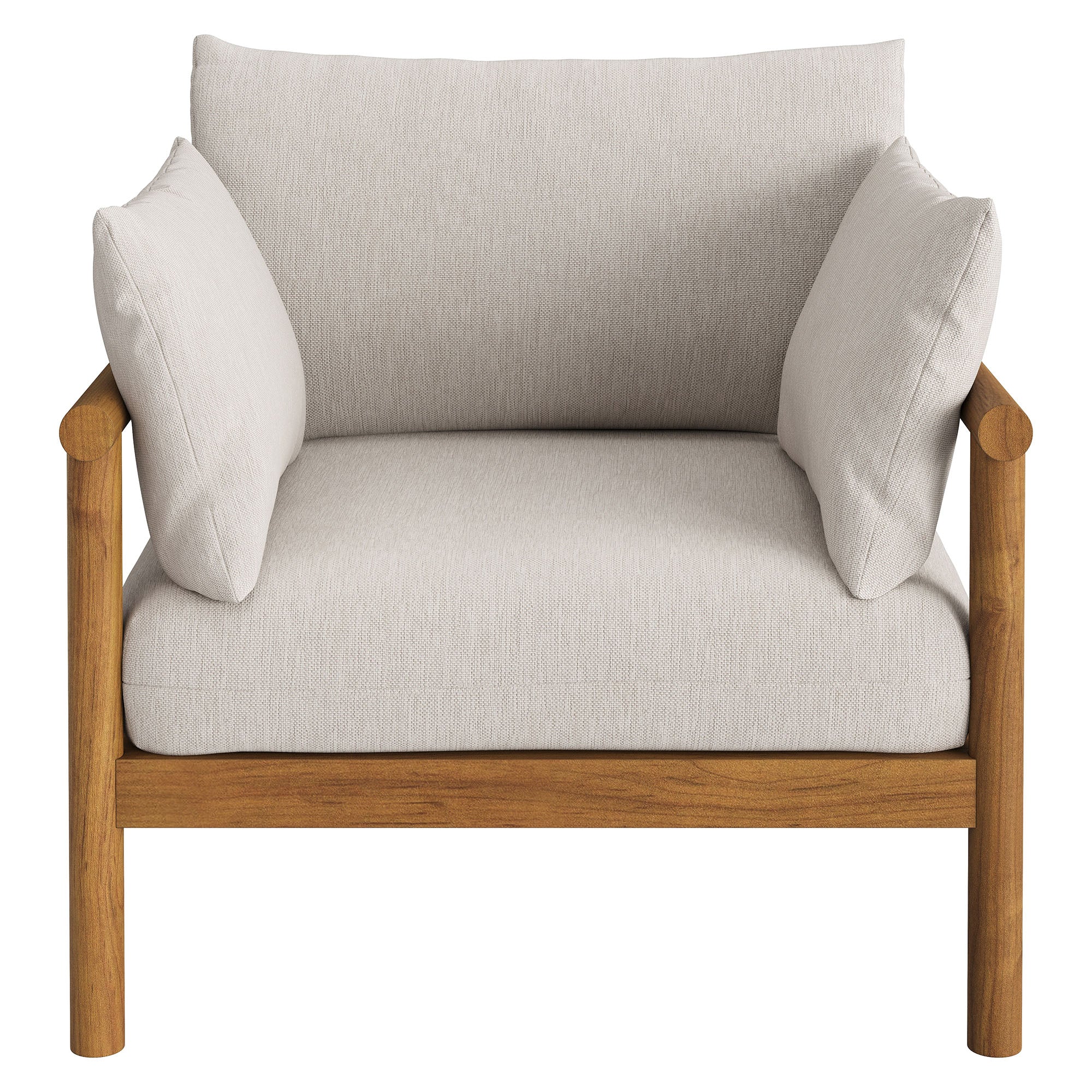 Eleni 2-Piece Outdoor Patio Teak Wood Armchair and Ottoman Set