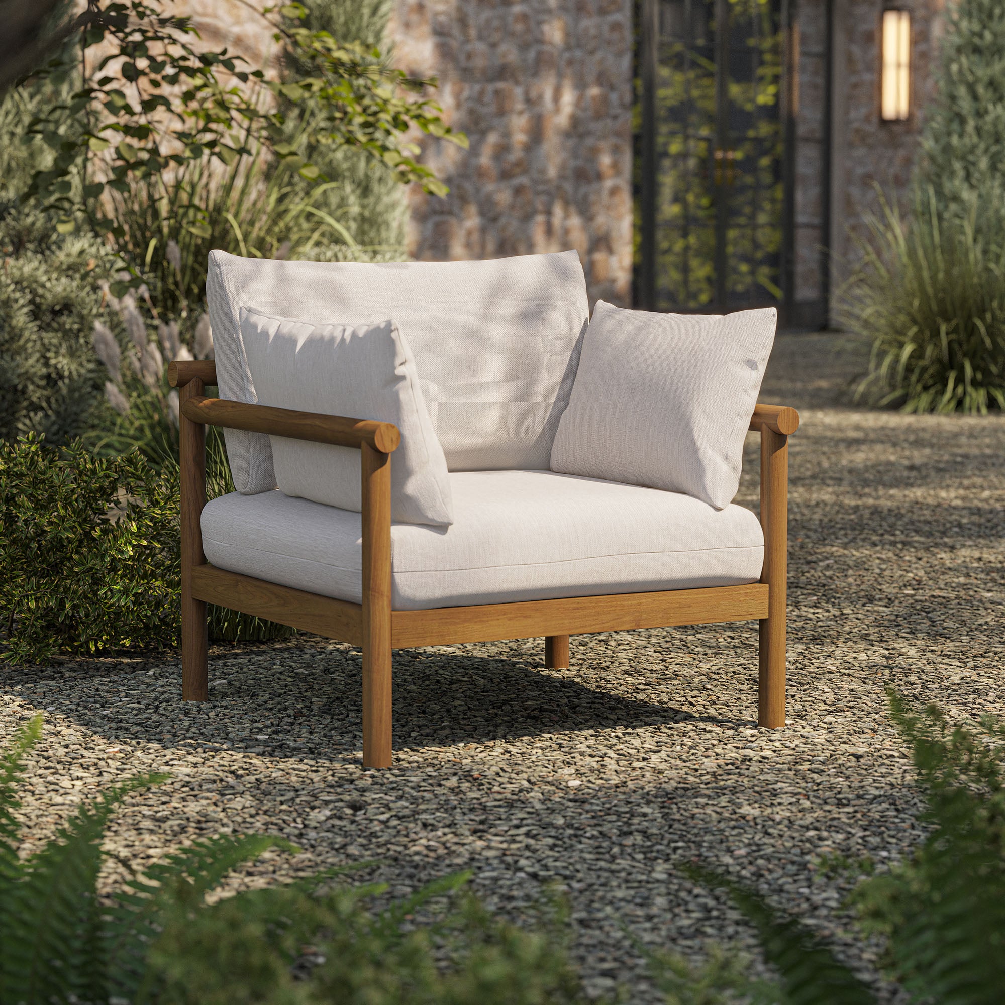 Eleni Outdoor Patio Teak Wood Armchair