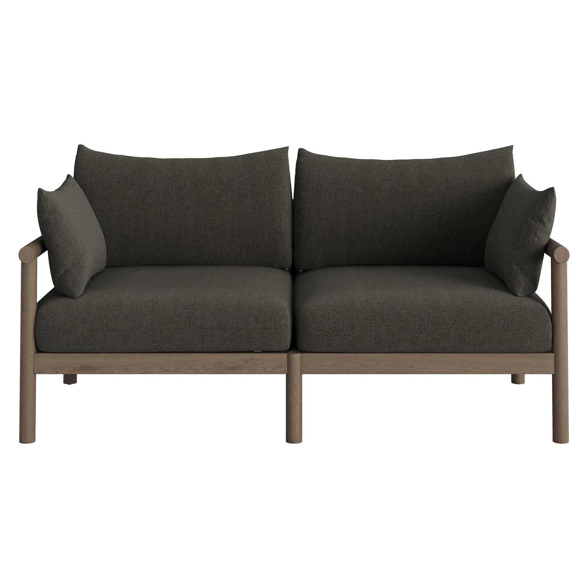 Eleni 2-Piece Outdoor Patio Teak Wood Loveseat with Ottoman Set