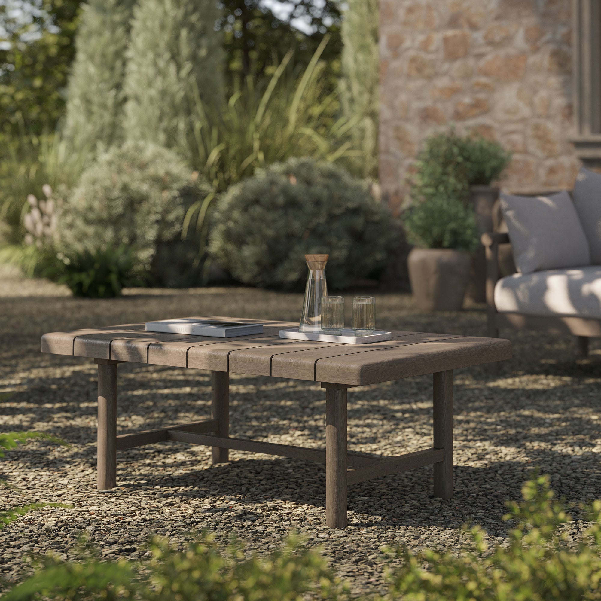 Eleni 41-Inch Outdoor Patio Teak Wood Coffee Table