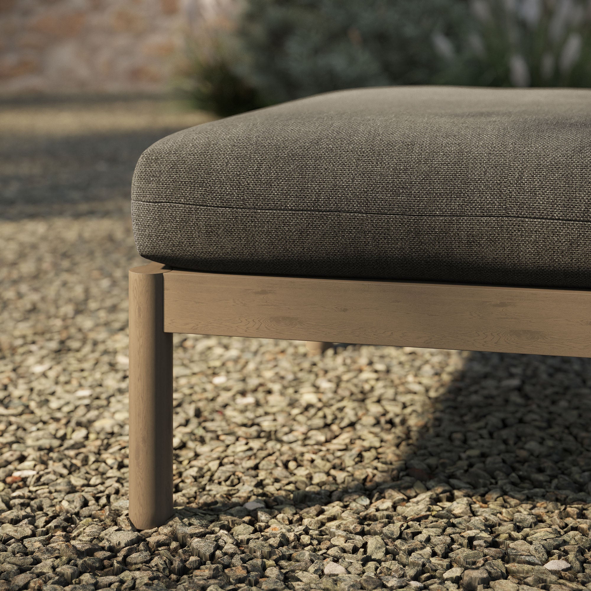 Eleni Square Outdoor Patio Teak Wood Ottoman