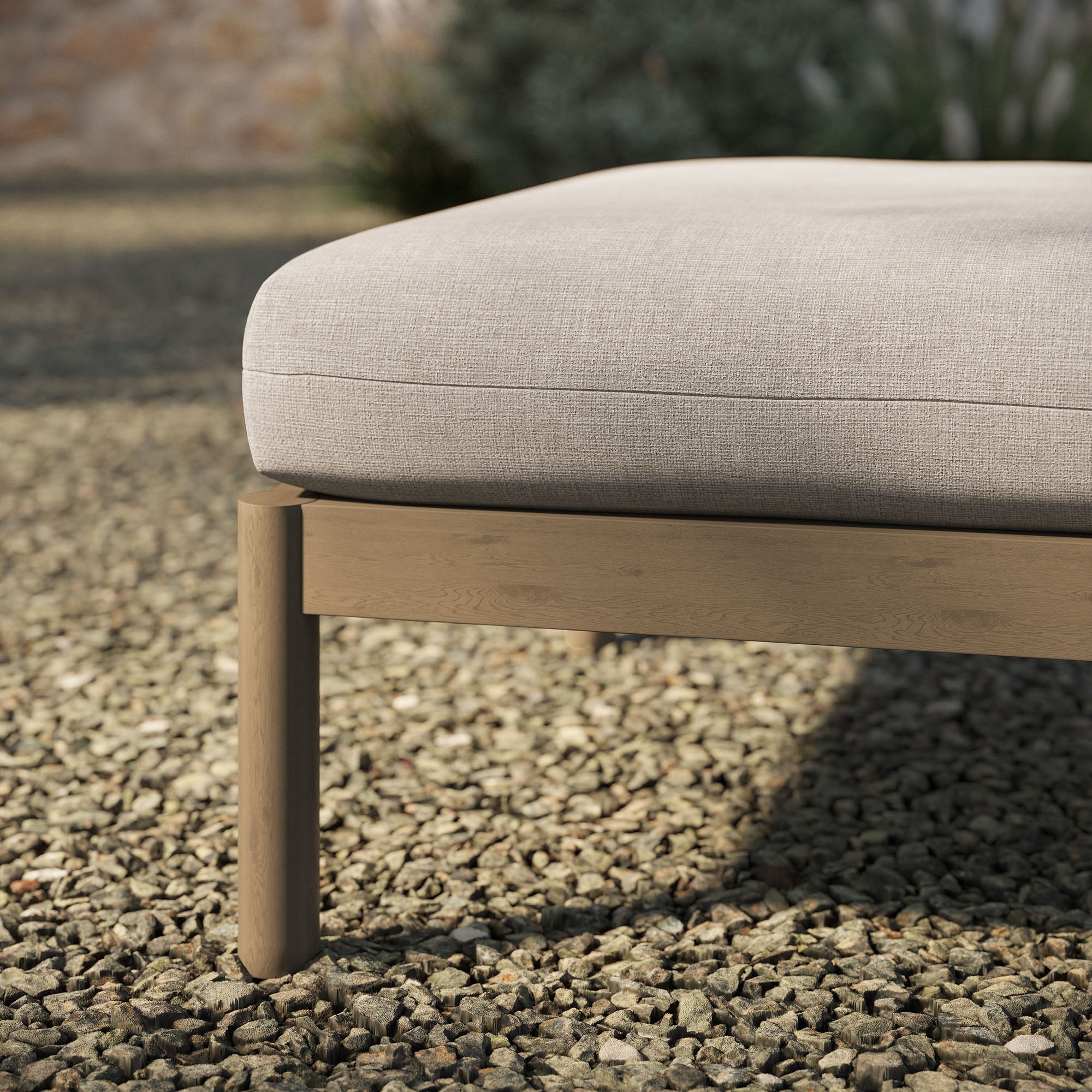 Eleni Square Outdoor Patio Teak Wood Ottoman