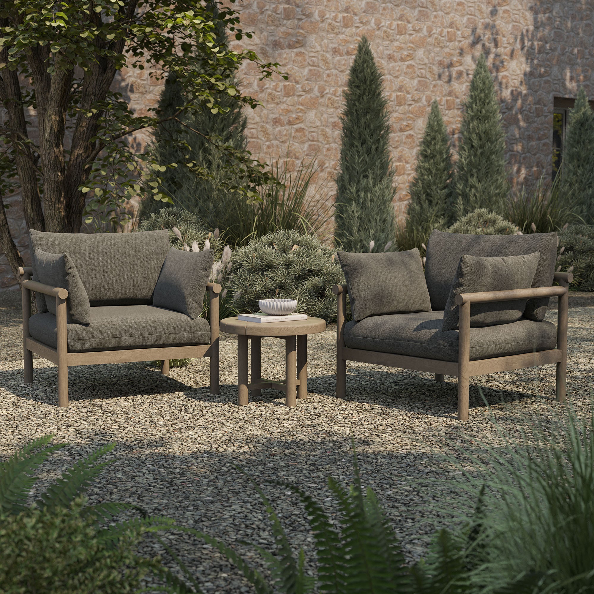 Eleni 3-Piece Outdoor Patio Teak Wood Furniture Set