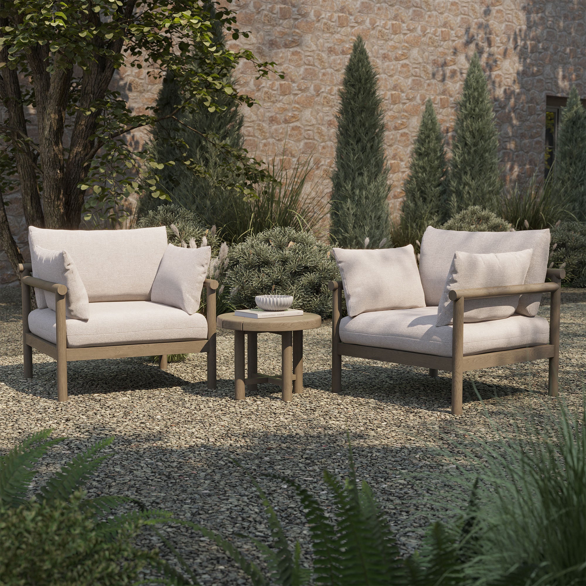 Eleni 3-Piece Outdoor Patio Teak Wood Furniture Set