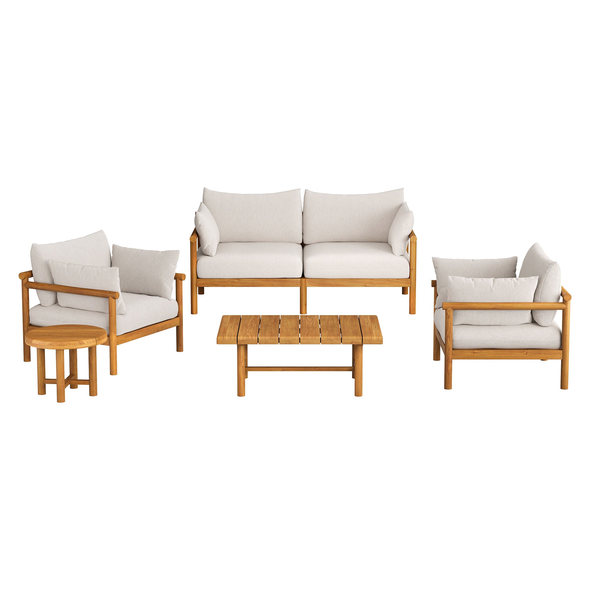 Eleni 5-Piece Outdoor Patio Teak Wood Furniture Set