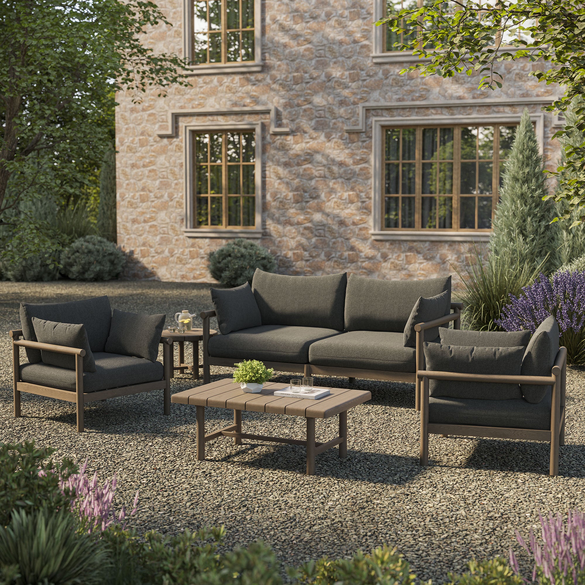 Eleni 5-Piece Outdoor Patio Teak Wood Furniture Set