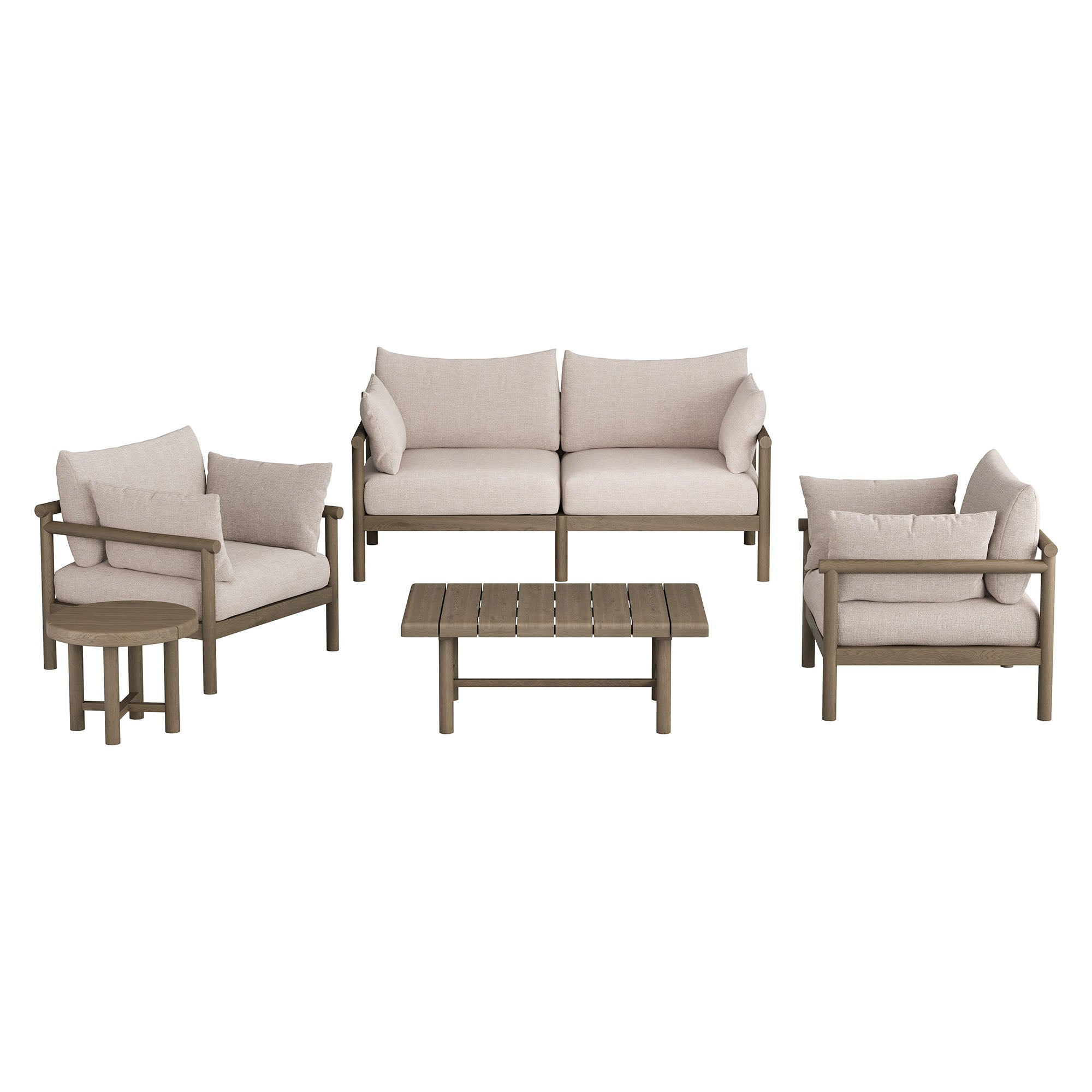 Eleni 5-Piece Outdoor Patio Teak Wood Furniture Set