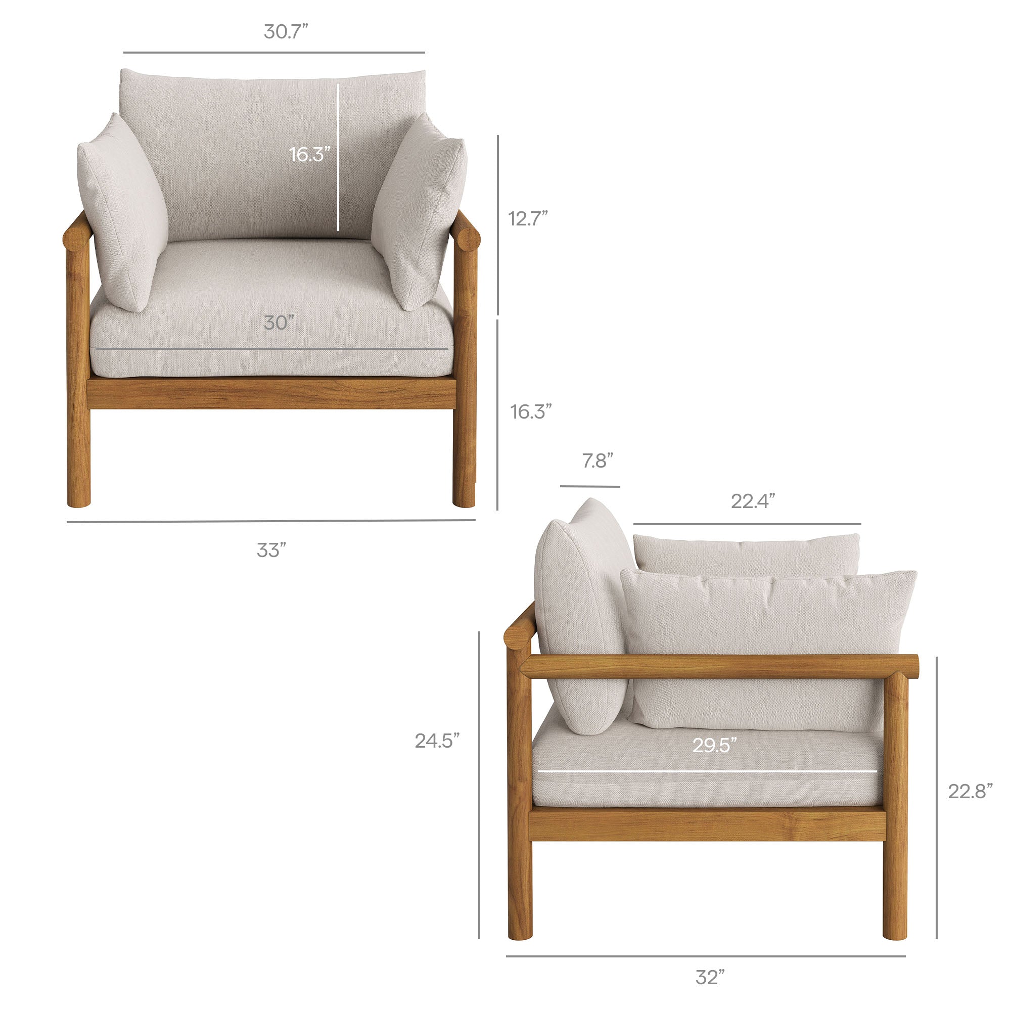 Eleni 4-Piece Outdoor Patio Teak Wood Sofa Set