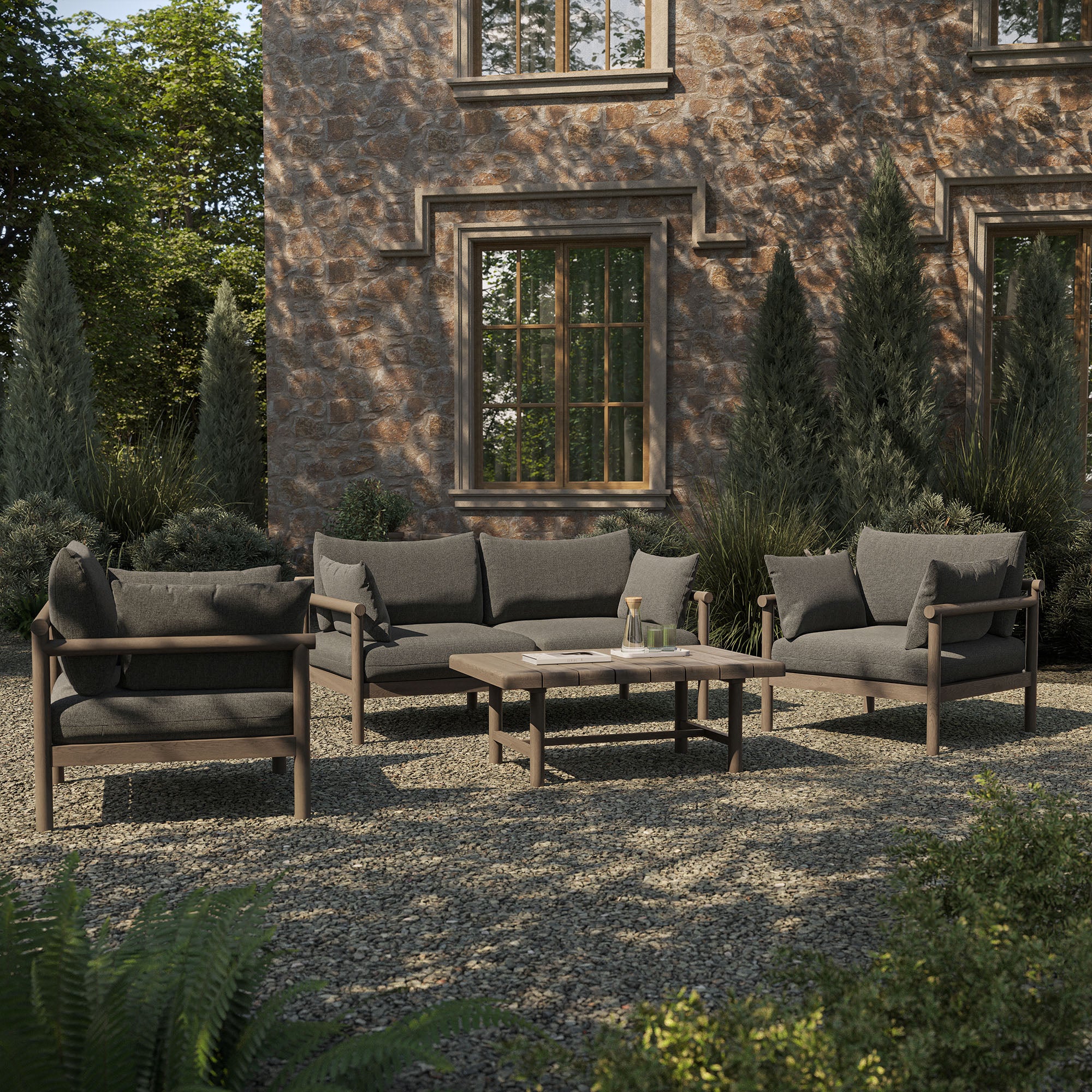Eleni 4-Piece Outdoor Patio Teak Wood Sofa Set