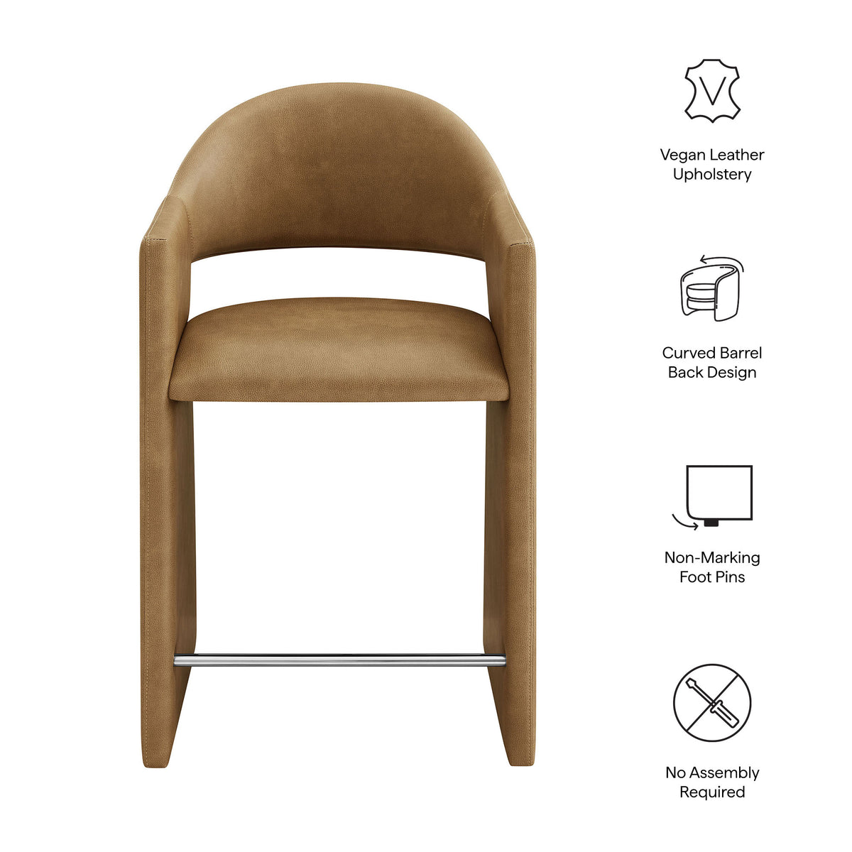 Talia 37 Inch Vegan Leather Counter Stool