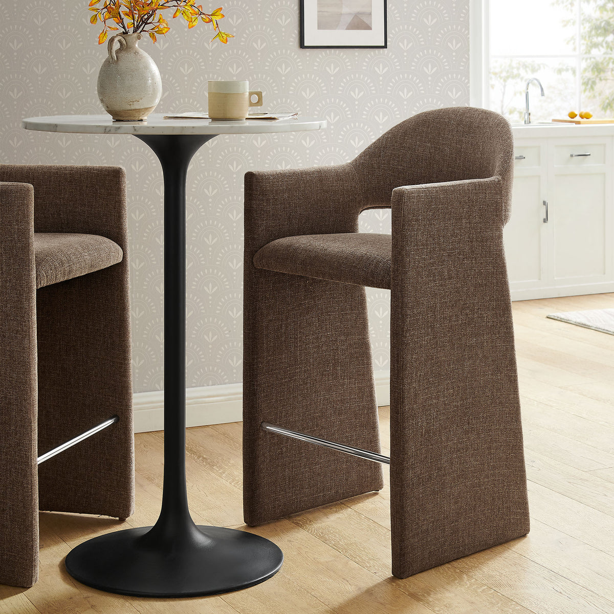 Talia 41 Inch 41 Inch Upholstered Fabric Bar Stool